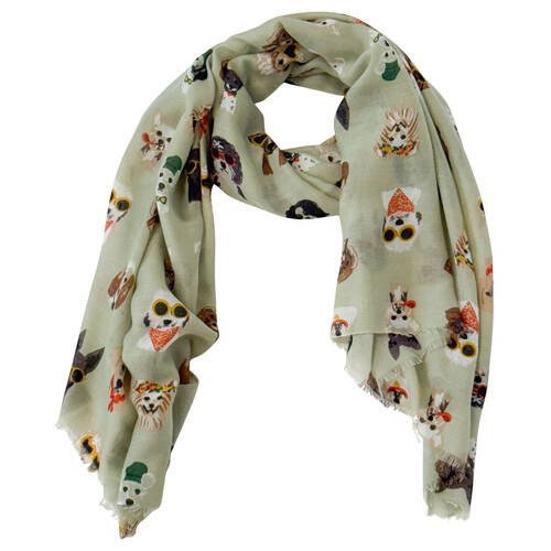 Urban Pooch Silk-Feel Scarf Women's Accessory 90x180cm Sage/Colourful