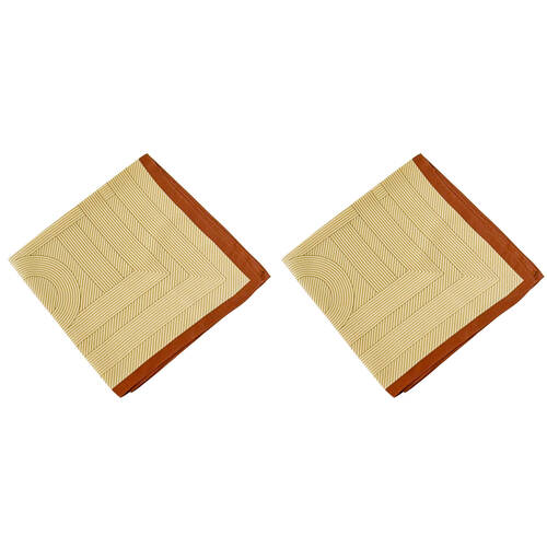 2PK Urban Deco Mini Square Silk-Feel Scarf Women's Accessory 53x53cm Cream/Choc