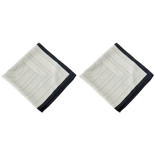 2PK Urban Deco Mini Square Silk-Feel Scarf Women's Accessory 53x53cm White/Black