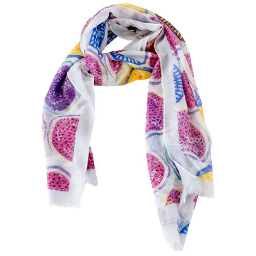 Urban Fruity Silk-Feel Scarf Women's Accessory 90x180cm Purple/Yellow