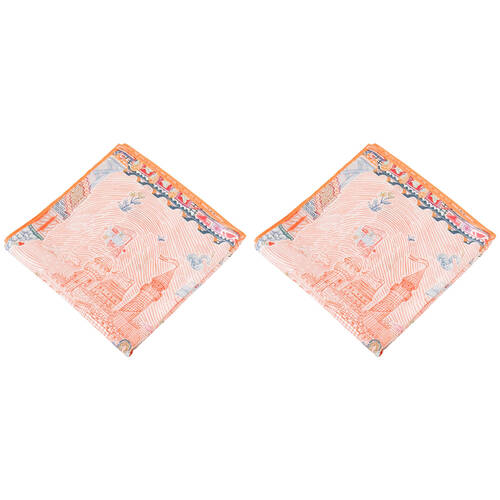 2PK Urban Marais Mini Square Silk-Feel Scarf Accessory 53x53cm Orange/Pink