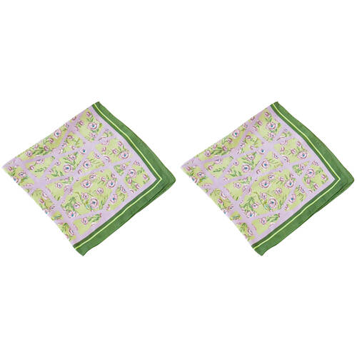 2PK Urban Marais Mini Square Silk-Feel Scarf Accessory 53x53cm Purple/Green