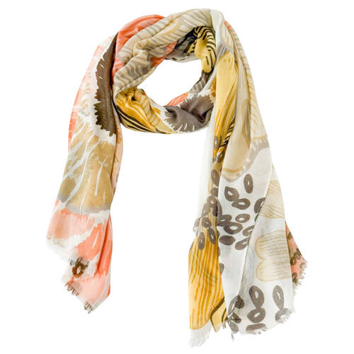 Urban Flower Field Silk-Feel Scarf Women's Accessory 90x180cm Peach/Yellow