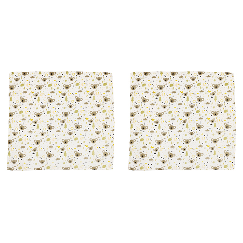 2x Urban Koala 80x80cm Cotton Muslin Blanket Baby Bedding - Grey