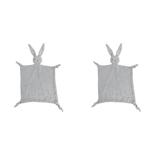 2x Urban Bubsy Bunny Cotton Muslin 30x30cm Comforter - Blue