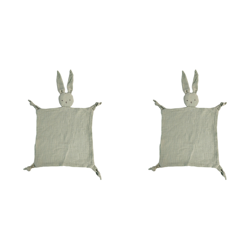 2x Urban Bubsy Bunny Cotton Muslin 30x30cm Comforter - Sage