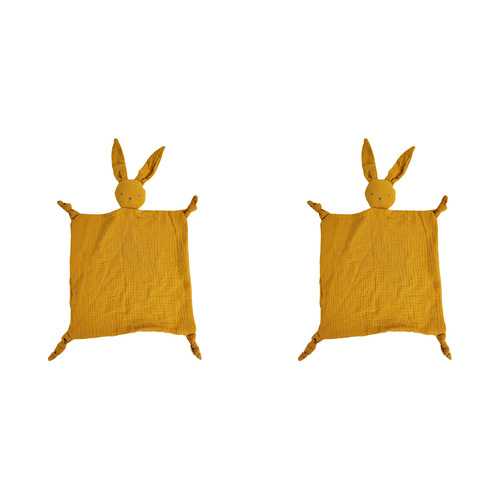 2x Urban Bubsy Bunny Cotton Muslin 30x30cm Comforter - Mustard