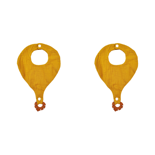 2x Urban Bubsy 20x28cm Cotton Bib w/ Silicone Teether - Mustard