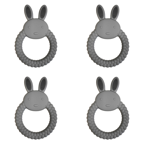 4x Urban Bunny 11cm Silicone Teether Ring Baby/Infant Toy - Blue