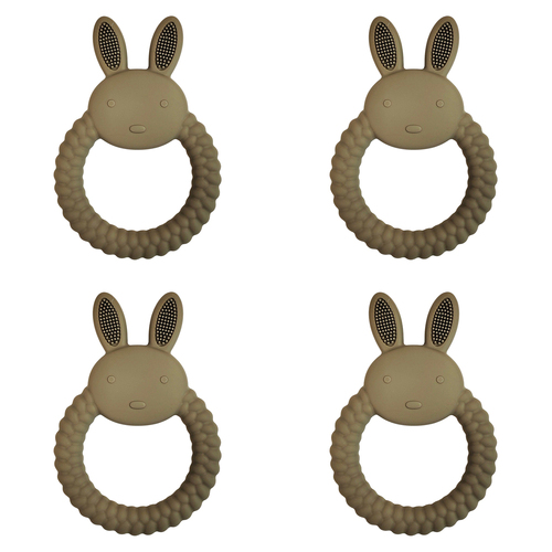 4x Urban Bunny 11cm Silicone Teether Ring Baby/Infant Toy - Green