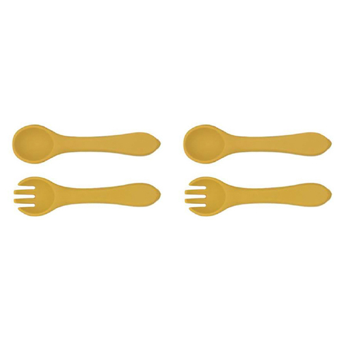 2PK Urban Products 13.5cm Silicone My First Cutlery Kids/Children - Mustard 6M+