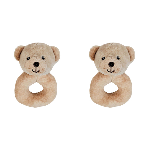 2x Urban Bear 13cm Rattle Baby/Infant Animal Toy - Beige