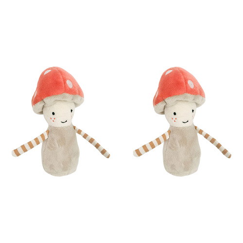 2PK Urban Toadstool Cute Rattle Toy for Kids Red & Bisque 13cm