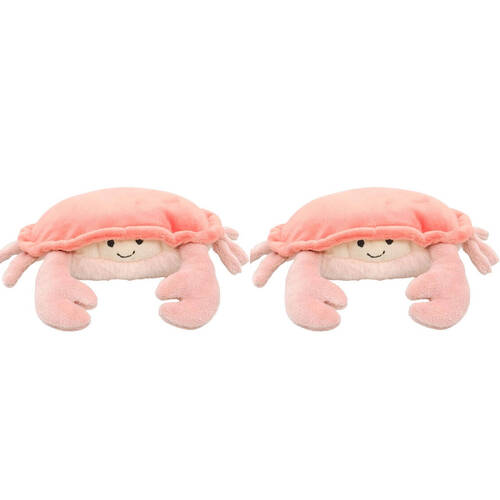 2PK Urban Crab Rattle Stuffed Animal Plush Baby Soft Toy 19cm Coral