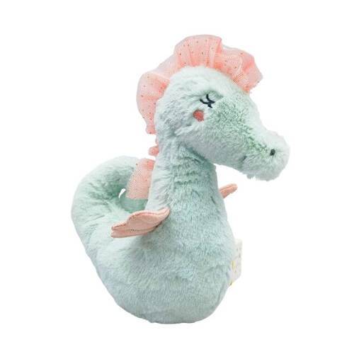 Urban Seahorse Rattle Stuffed Animal Plush Baby Soft Toy 19cm Blue