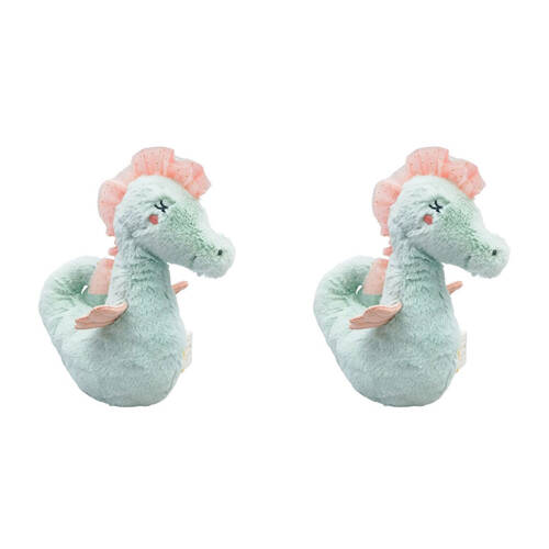 2PK Urban Seahorse Rattle Stuffed Animal Plush Baby Soft Toy 19cm Blue