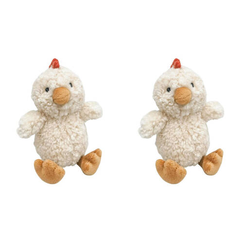 2PK Urban Chick Stuffed Animal Plush Baby Soft Toy 15cm Beige/Red