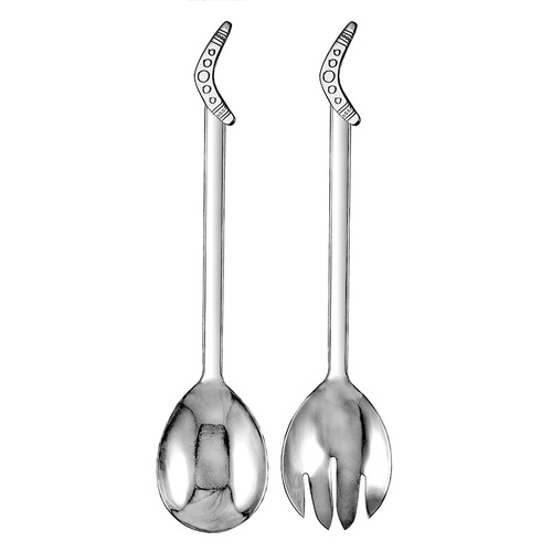 2pc Urban Bush Boomerang Stainless Steel Salad Servers - Silver