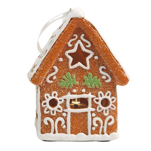 Urban Gingerbread Houses LED Hanging Decoration 9cm Brown Assorted