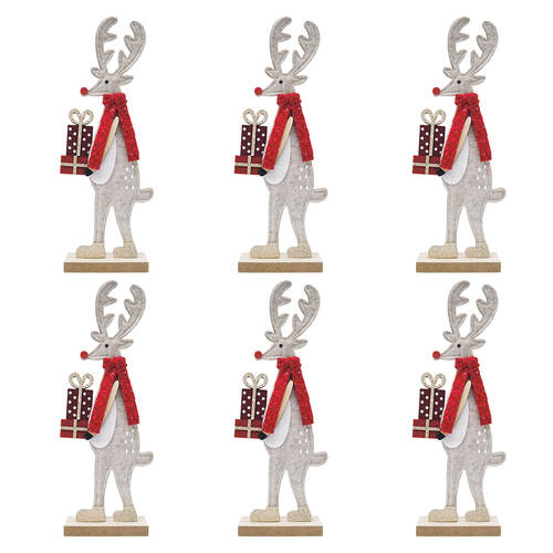 6PK Urban Reindeer with Presents Standing Christmas Decoration 31cm Red
