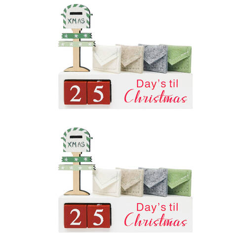 2PK Urban Christmas Countdown Standing Decoration 18cm Red/White
