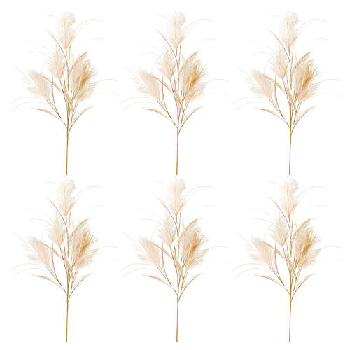 6PK Urban Faux Feather Plant Branch Indoor Home Decor 79cm Cream