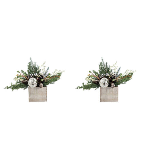 2PK Urban Elegant Snow Floral Centre Piece Christmas Decor 38cm Multicoloured