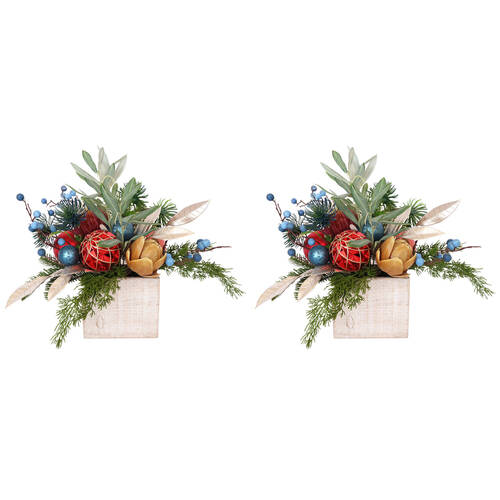 2PK Urban Bright Floral Centre Piece Christmas Decoration 38cm Multicoloured