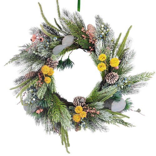 Urban Native Wreath Christmas Hanging Decoration 64x18cm Green/Yellow