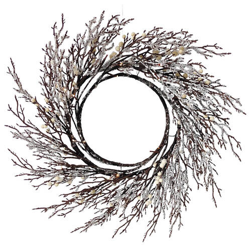 Urban Woodsy Crystal Wreath Christmas Decoration 60cm Natural