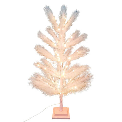 Urban Whisp Wooden Christmas Tree with 82 LED Lights 90cm Pink