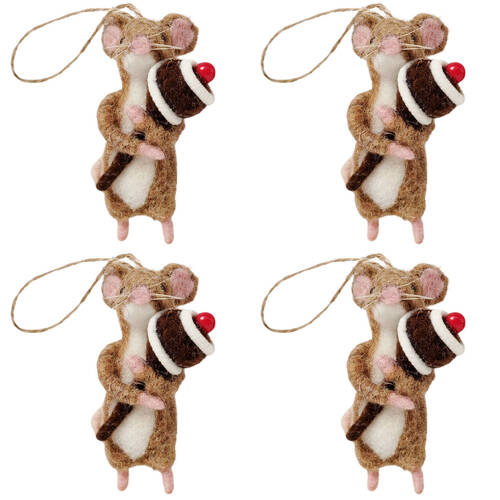4PK Urban Mouse Lollipop/Pudding Feast Hanging Decor 10cm Brown/White Assorted