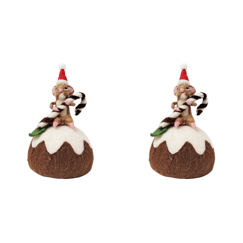 2PK Urban Mouse Feast on Pudding Small Decoration Decorative Seasonal Decor