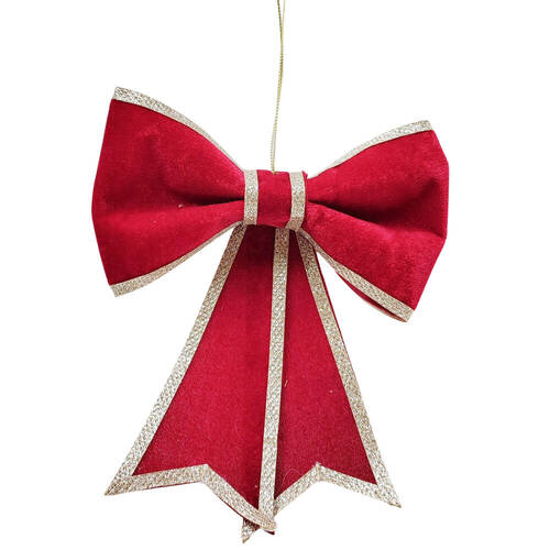 Urban Large Bow Hanging Christmas Tree Decoration Ornament 21cm Red