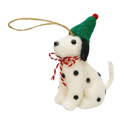 Urban Spotty Dogs Hanging Christmas Decoration 10cm White/Red Assorted