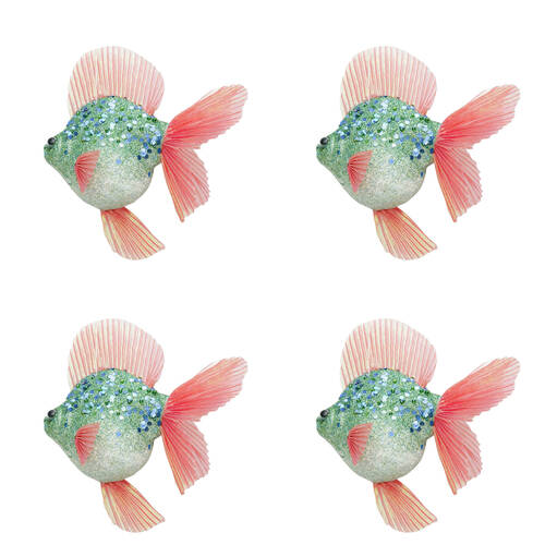 4PK Urban Fish Hanging Christmas Tree Decoration 15cm Pink/Green