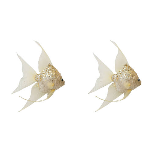 2PK Urban Angel Fish Hanging Christmas Tree Decoration 26cm Gold