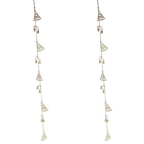 2PK Urban Metal Glitter Tree Garland Christmas Decorations 120cm Gold