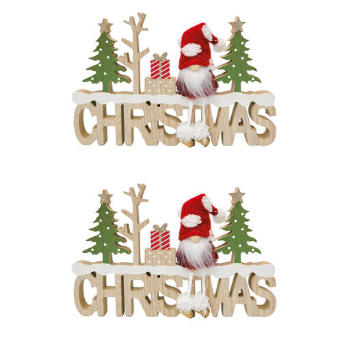 2PK Urban Spotty Tomte Christmas Decoration Ornament Sign 30cm Red