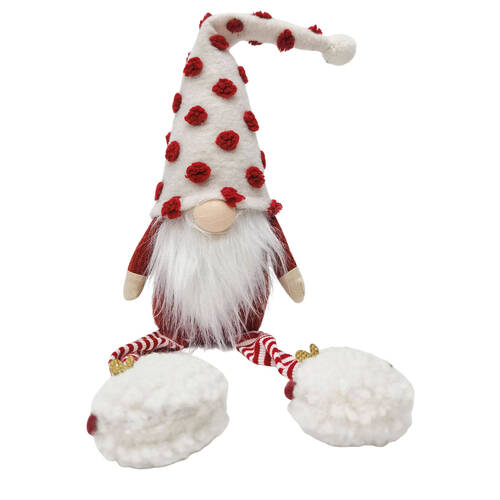 Urban Spotty Tomte Sitting Christmas Decoration 45cm Red/White