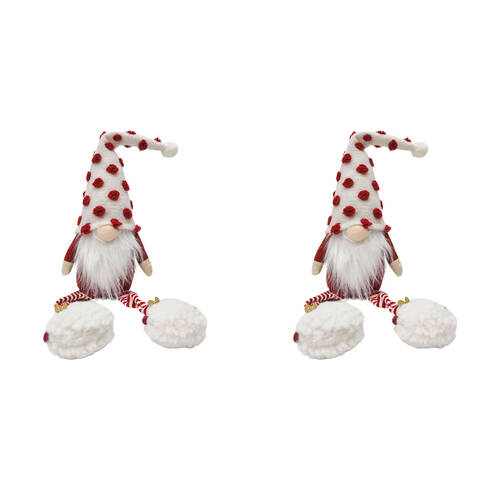 2PK Urban Spotty Tomte Sitting Christmas Decoration 45cm Red/White