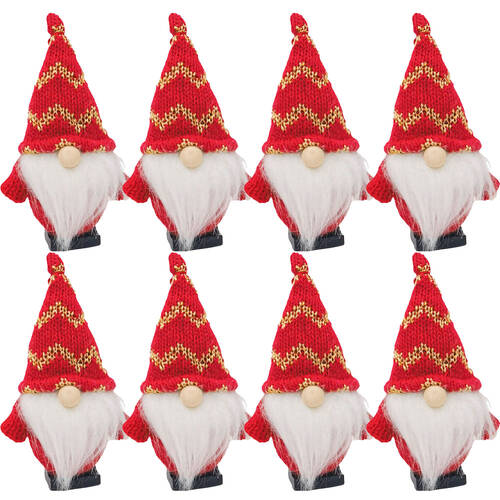 8PK Urban Knit Tomte Hanging Christmas Decoration 10cm Red/White Assorted