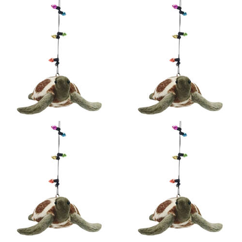 4PK Urban Turtle Hanging Christmas Decoration 11cm Green/Natural