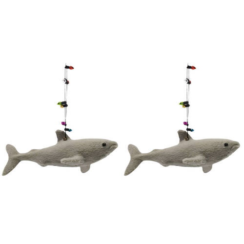 2PK Urban Furry Shark Hanging Christmas Tree Decoration 15cm Grey