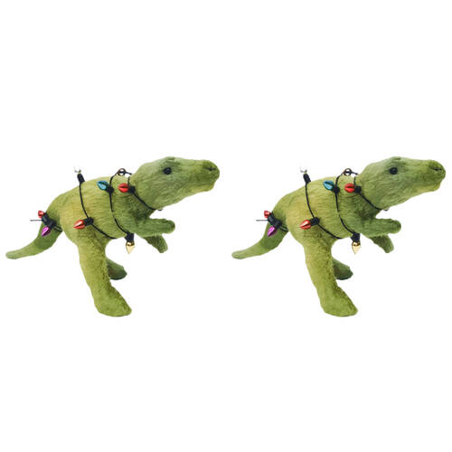 2PK Urban Rexy Dinosaur Hanging Christmas Tree Decoration 14cm Green