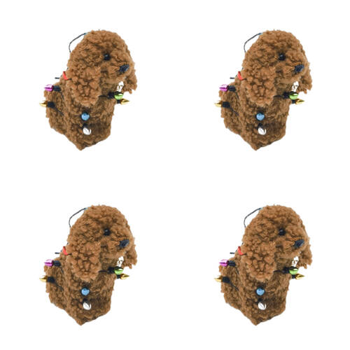 4PK Urban Furry Oodle Dog Hanging Christmas Tree Decoration 8cm Brown
