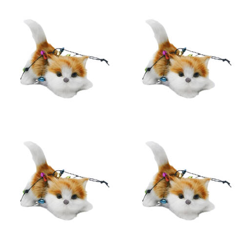 4PK Urban Playful Cat Hanging Christmas Decoration 7cm White/Orange