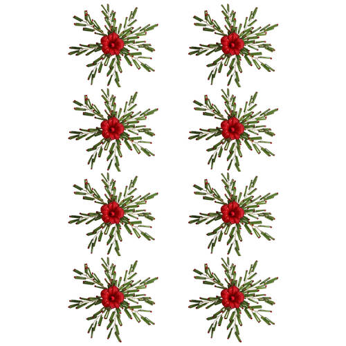 8PK Urban Pretty Beads Flower Napkin Ring Christmas Table Decor 10cm Red/Green