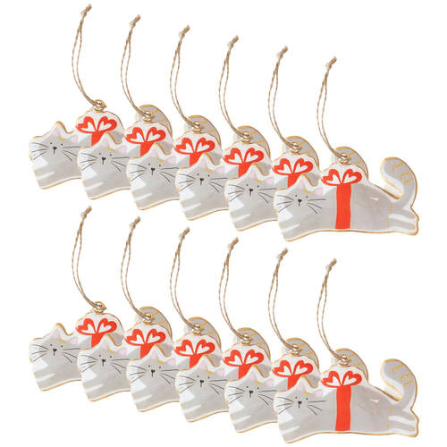 12PK Urban Perfect Pets Cat Hanging Decoration 10cm Grey/Orange Assorted