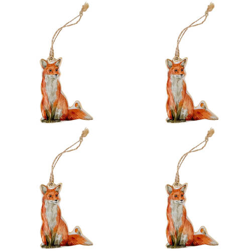 4PK Urban Owl/Fox Metal Hanging Christmas Decoration 9cm Brown/Orange Assorted